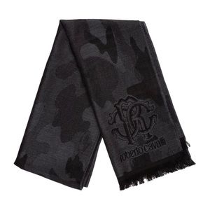 Roberto Cavalli Camo Print Wool Scarf